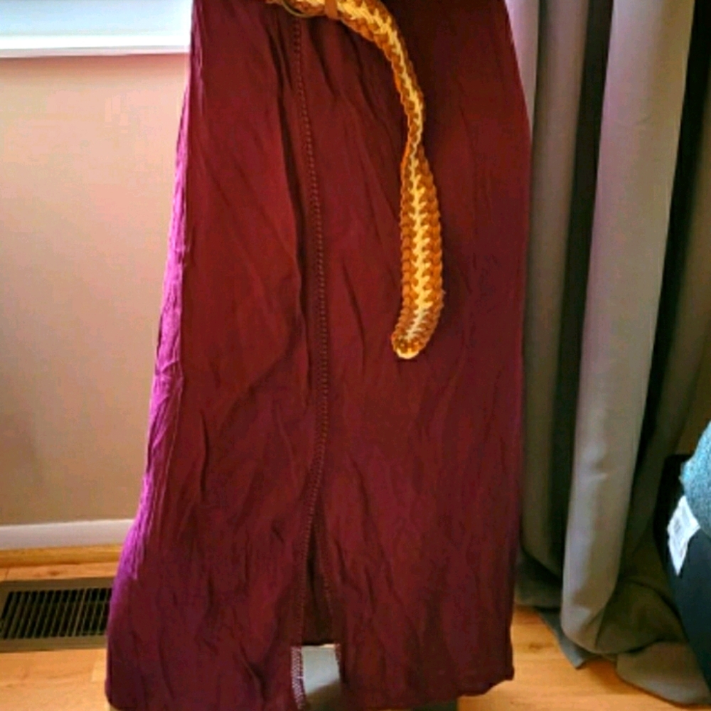 Brand New Burgundy Woven Skirt w/ Braided belt
